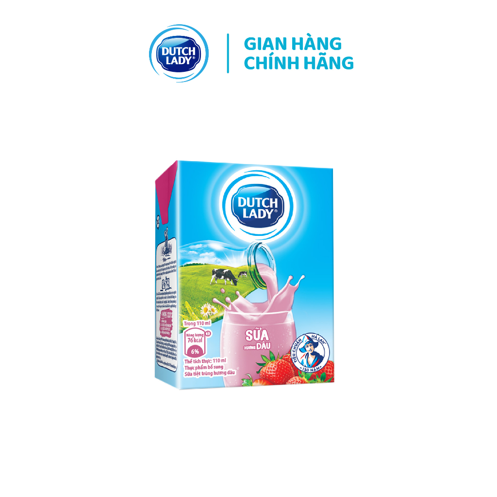 Thùng 48 Hộp Sữa Tươi Tiệt Trùng Dutch Lady Cô Gái Hà Lan Dâu (48 x 110ml)