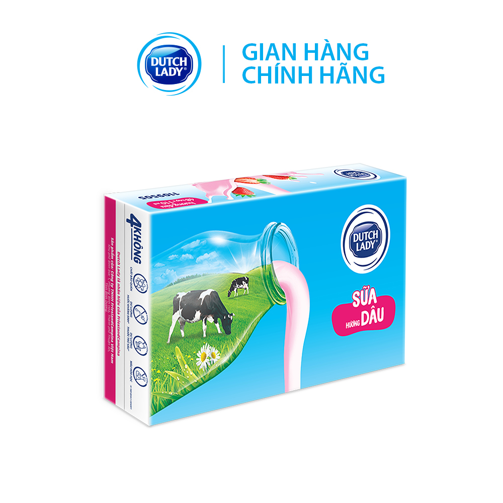 Thùng 48 Hộp Sữa Tươi Tiệt Trùng Dutch Lady Cô Gái Hà Lan Dâu (48 x 110ml)