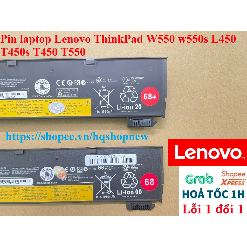 ⚡️ Pin laptop Lenovo ThinkPad W550 w550s L450 T450s T450 T550