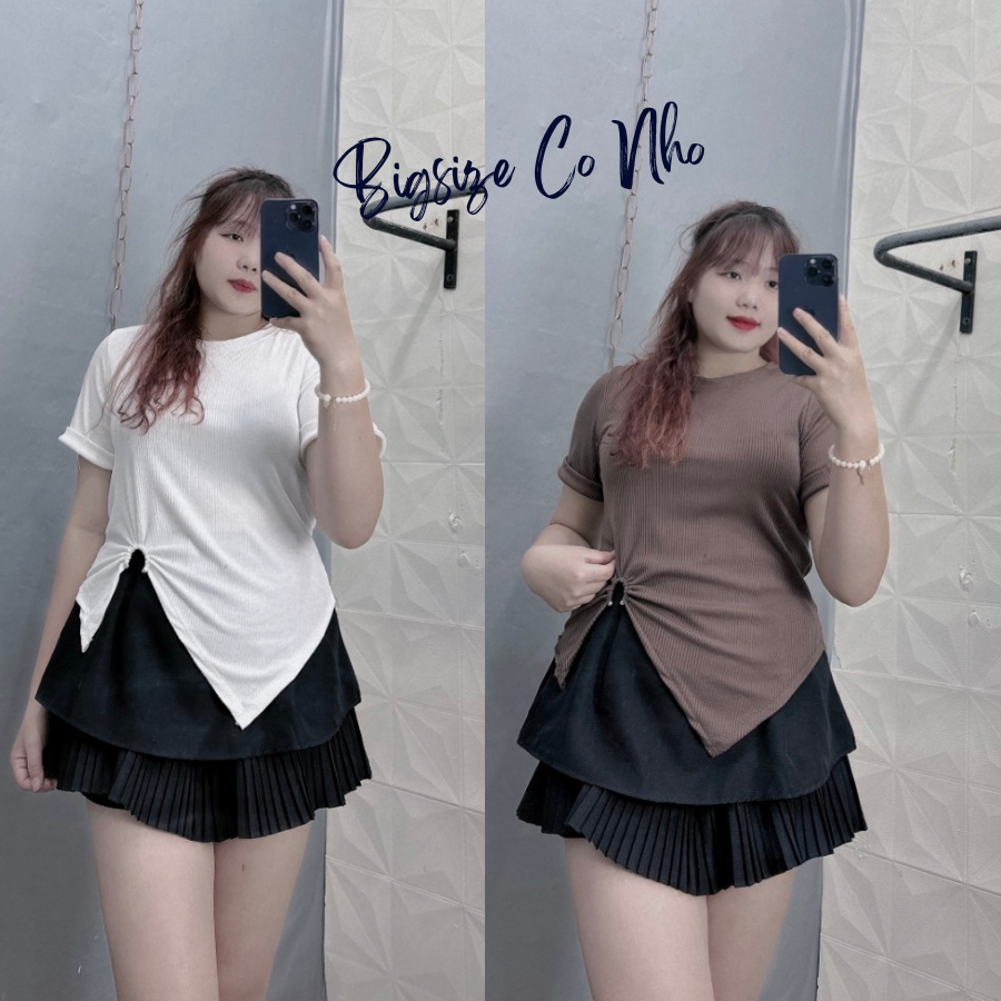 Áo thun bigsize nữ dáng dài tay ngắn chiết áo xẻ tà một bên cực xinh dành cho nàng chuppy 58-95kg G97