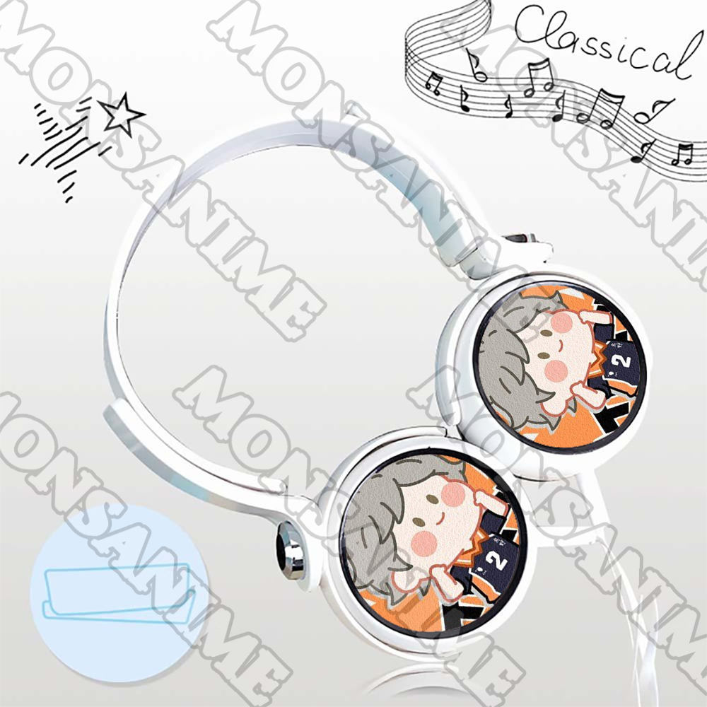 Tai nghe chụp in hình HAIKYUU ver MẶT NGƠ anime chibi cắm dây tiện lợi thời trang