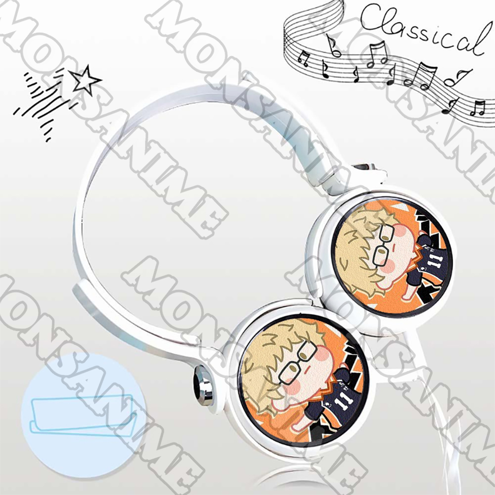 Tai nghe chụp in hình HAIKYUU ver MẶT NGƠ anime chibi cắm dây tiện lợi thời trang