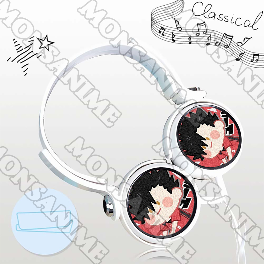 Tai nghe chụp in hình HAIKYUU ver MẶT NGƠ anime chibi cắm dây tiện lợi thời trang