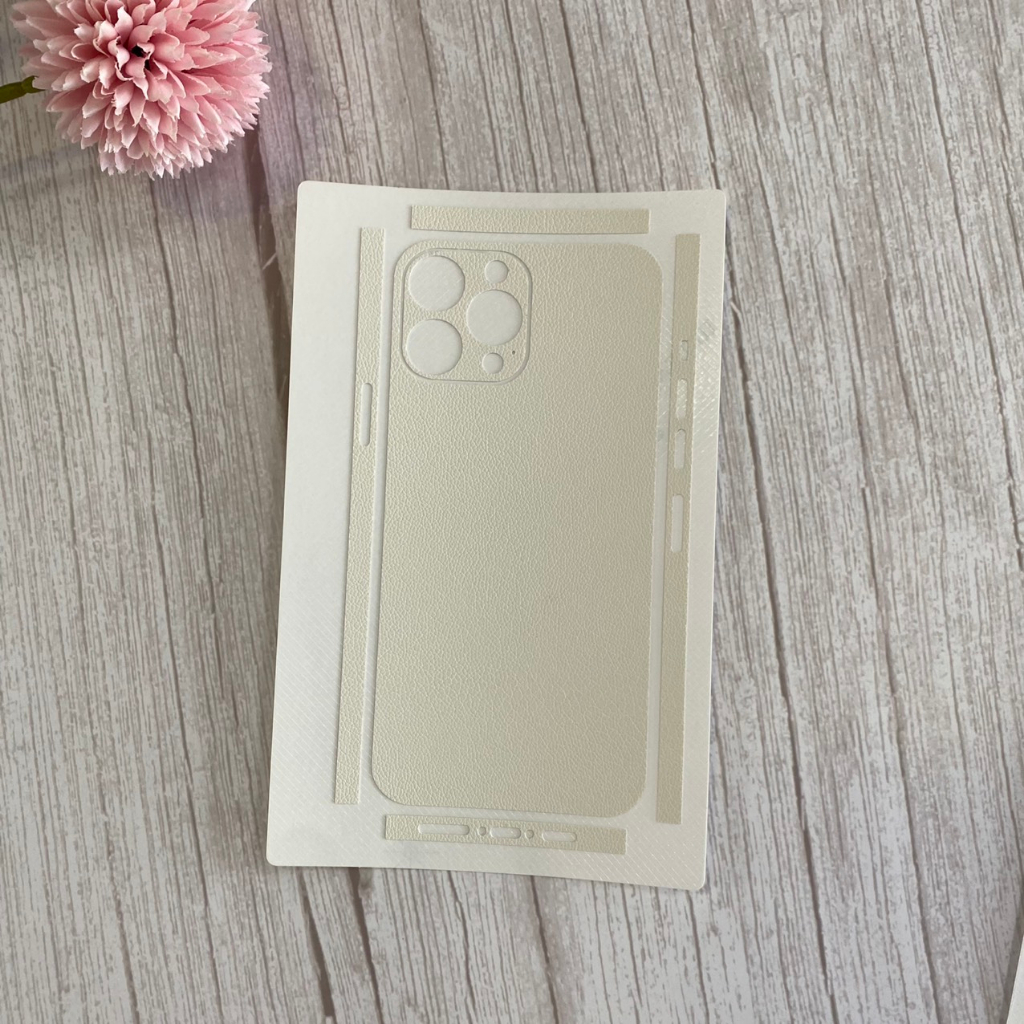 Dán lưng iphone full viền vân da 3M, Miếng dán điện thoại màu trắng nâu cafe chống trầy có mọi dòng máy