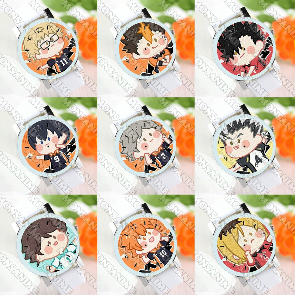 Đồng hồ đeo tay nam nữ IN HÌNH HAIKYUU ver MẶT NGƠ anime chibi tiện lợi