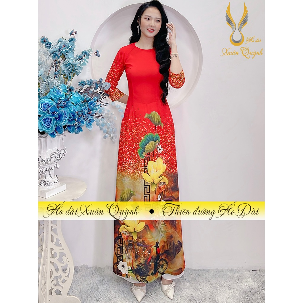 BST Áo Dài Hoa Sen Truyền Thống, Trẻ Trung Duyên Dáng Lụa Habutai - Áo Dài Xuân Quỳnh