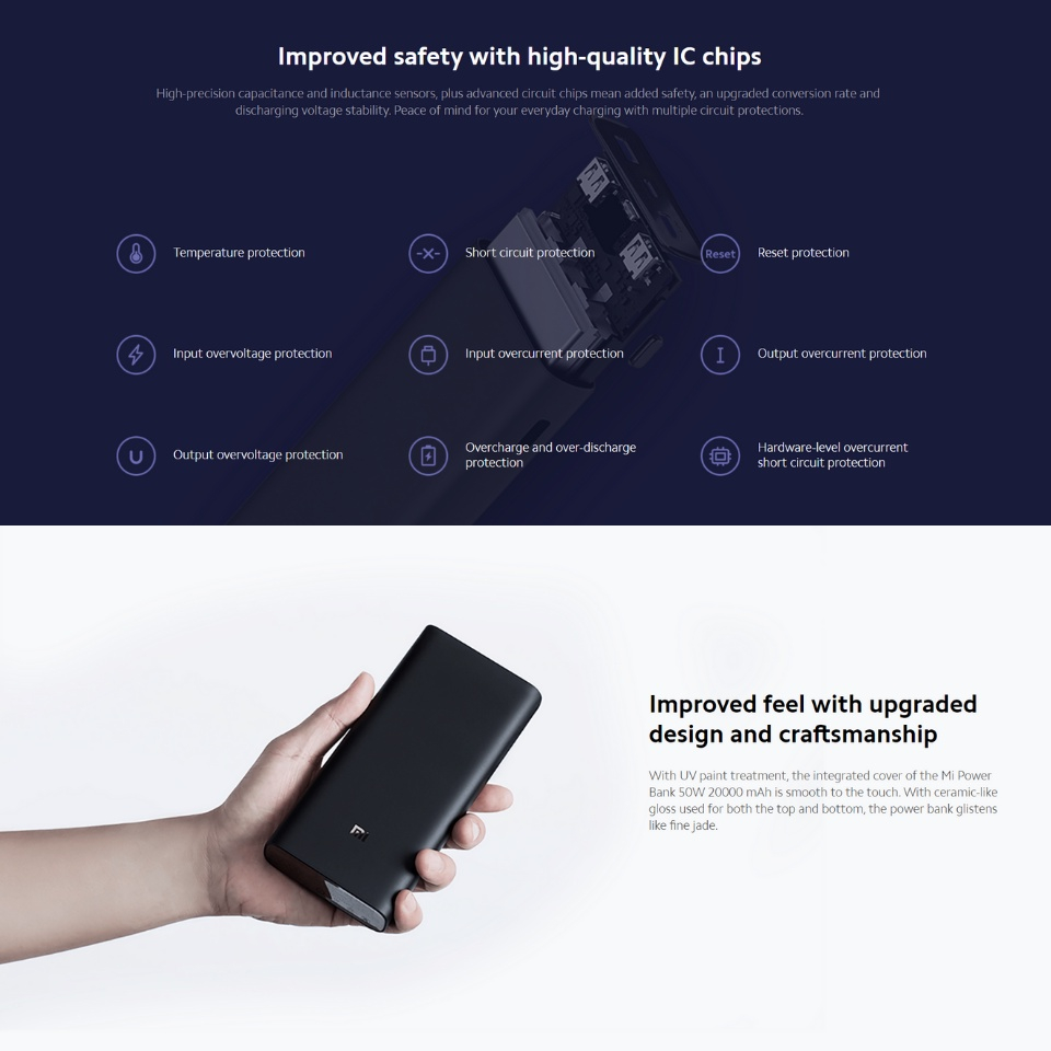 Pin Sạc dự phòng Xiaomi 3 50W 20000 mAh - Pin dự phòng Xiaomi gen 3 PB200SZM 20000 mAh