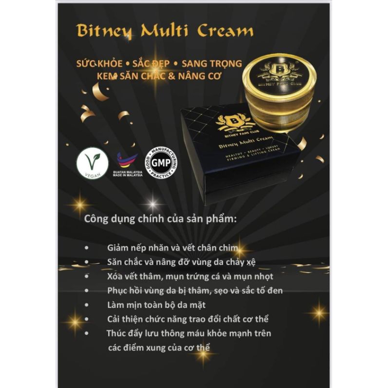Kem Bitney multi cream giúp chăm sóc da toàn diện và trẻ hóa da.