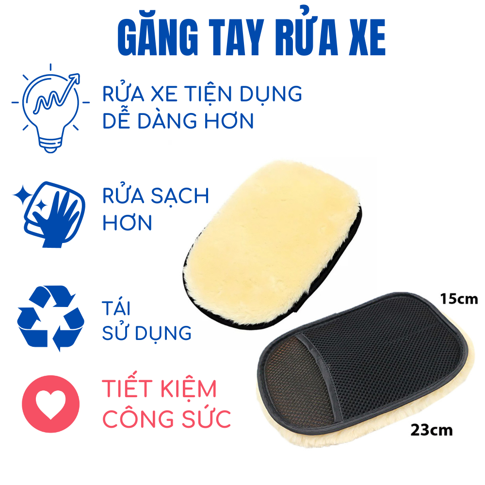 Bao tay rửa xe ô tô không gây trầy xước sơn găng tay lông cừu cọ rửa xe máy loại dày, mềm, thấm hút nước ĐNB