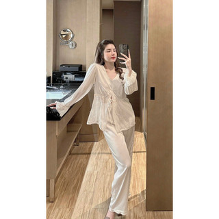 Pyjama nữ tiểu thư, đồ bộ nữ, đồ ngủ lụa mềm mịn, thoáng mát