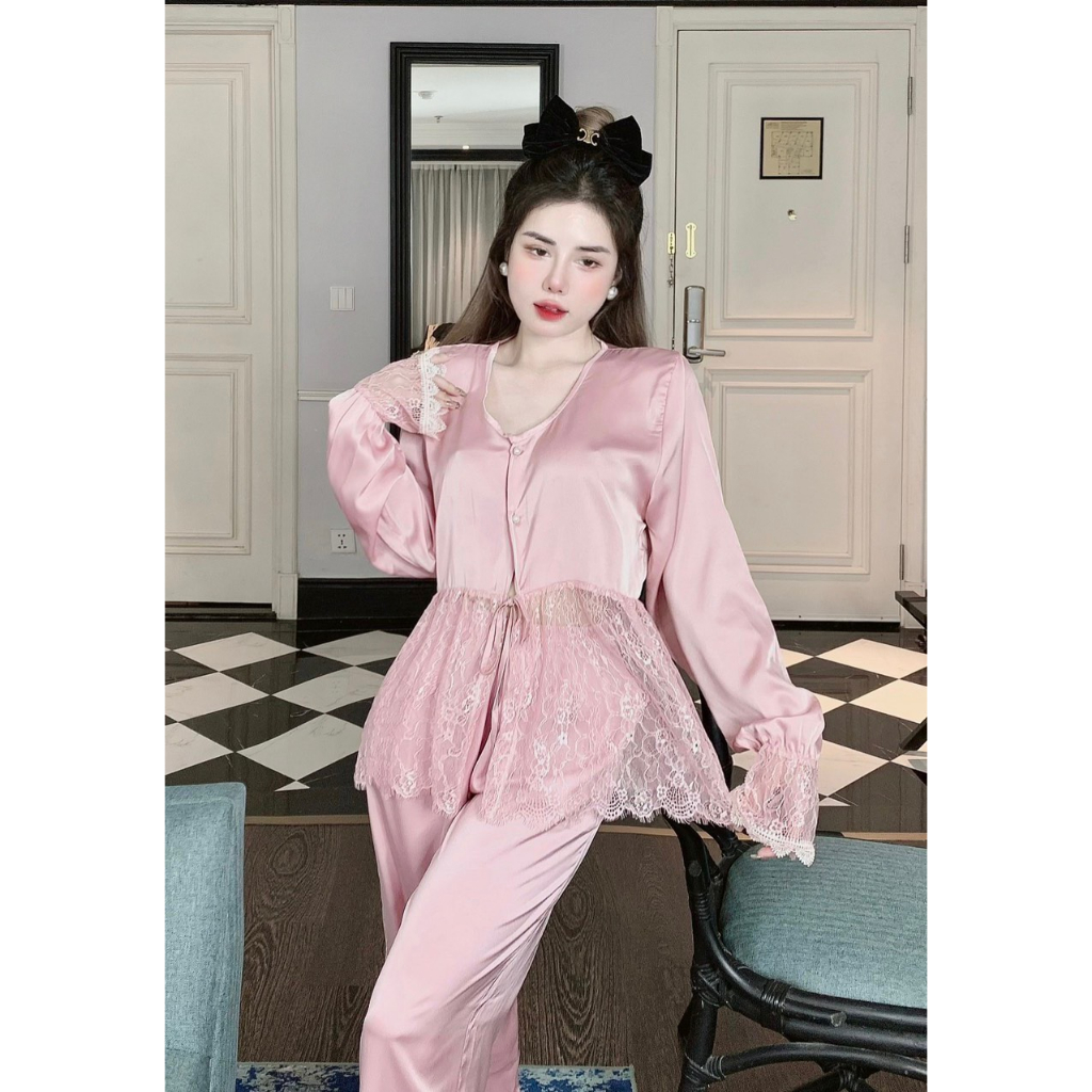 Pyjama nữ tiểu thư, đồ bộ nữ, đồ ngủ lụa mềm mịn, thoáng mát