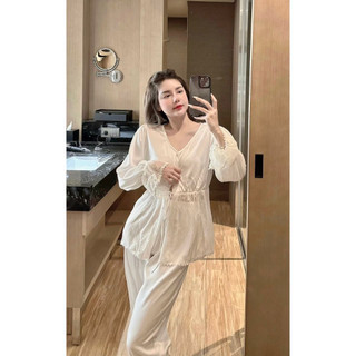 Pyjama nữ tiểu thư, đồ bộ nữ, đồ ngủ lụa mềm mịn, thoáng mát