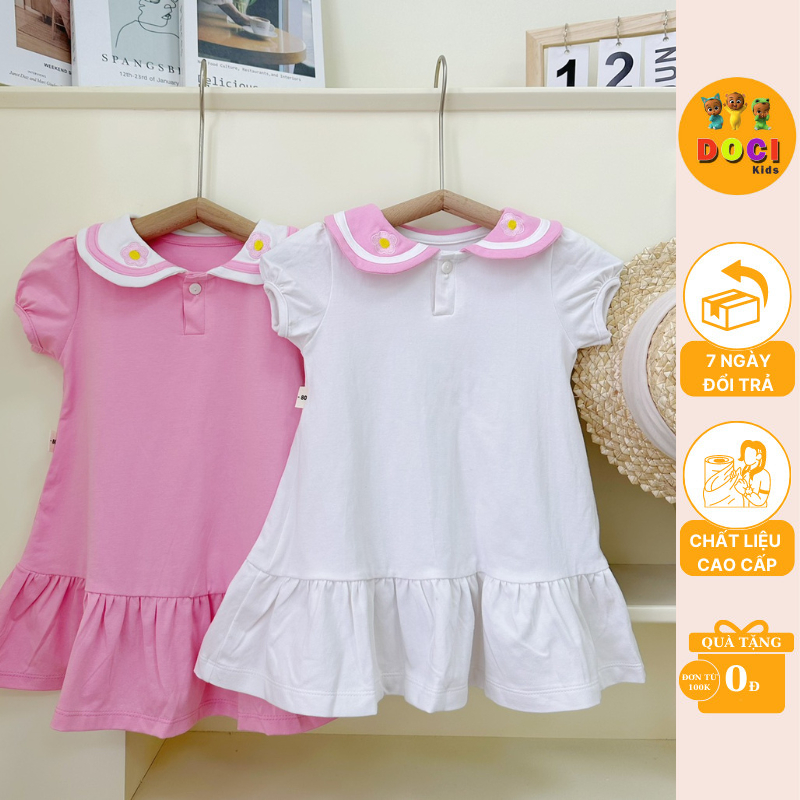 Đầm Suông Polo/ Váy Polo Bé Gái Tay Ngắn Kiểu Dáng Thời Trang Chất Thô Mềm Mịn Thoáng Mát-Docikids