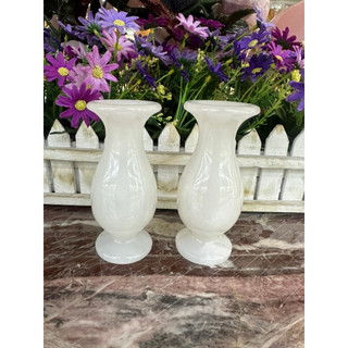 Cặp Lục Bình, Lọ Hoa phong thủy đá ngọc Onyx trắng - Cao 11cm