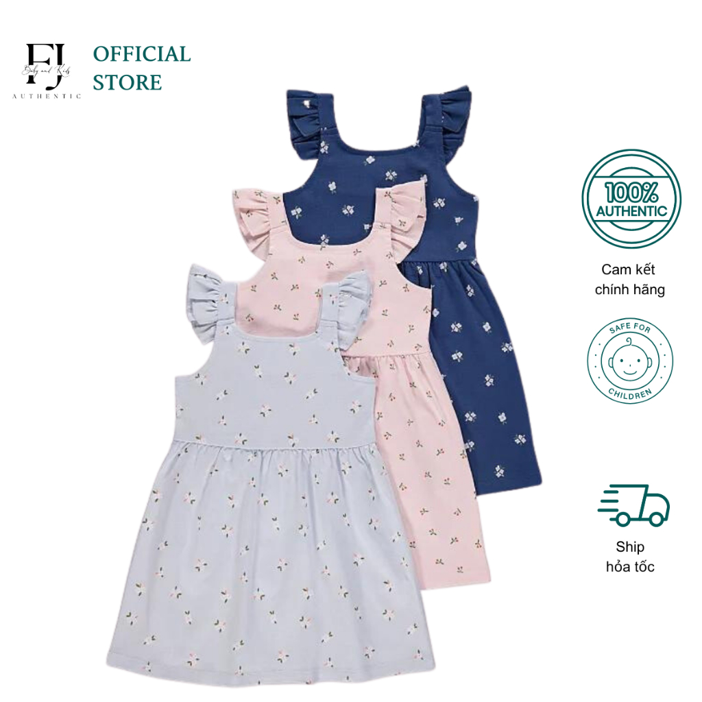 Váy ba lỗ bé gái HM đầm sát nách cánh tiên họa tiết hoa nhí ngắn tay chất cotton chính hãng cho bé 18 tháng đến 7 tuổi