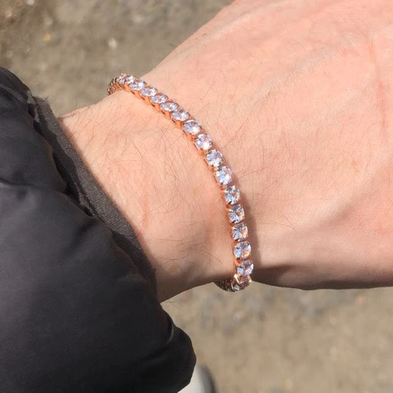 Vòng Tay Đính Đá Lấp Lánh Nam Nữ Unisex Thời Trang KuuClothes Khóa Gài Màu Vàng Bạc Titan Không Gỉ - Vòng Tay Đính Đá