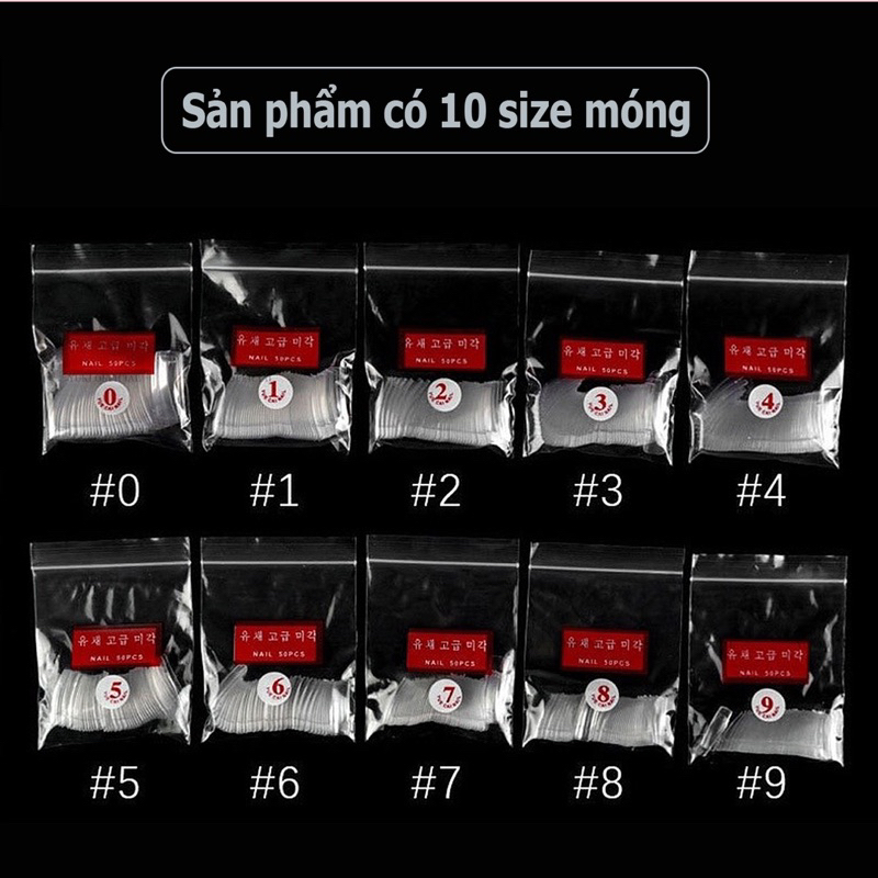 Móng dán tay, móng úp tay form Hàn vuông móng úp tay dẻo mỏng bền