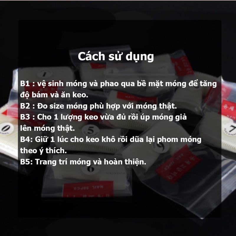 Móng dán tay, móng úp tay form Hàn vuông móng úp tay dẻo mỏng bền