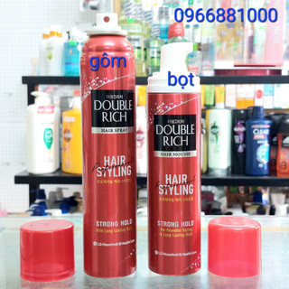 Gôm, bọt xịt tóc double rich 170ml đỏ cứng giữ nếp