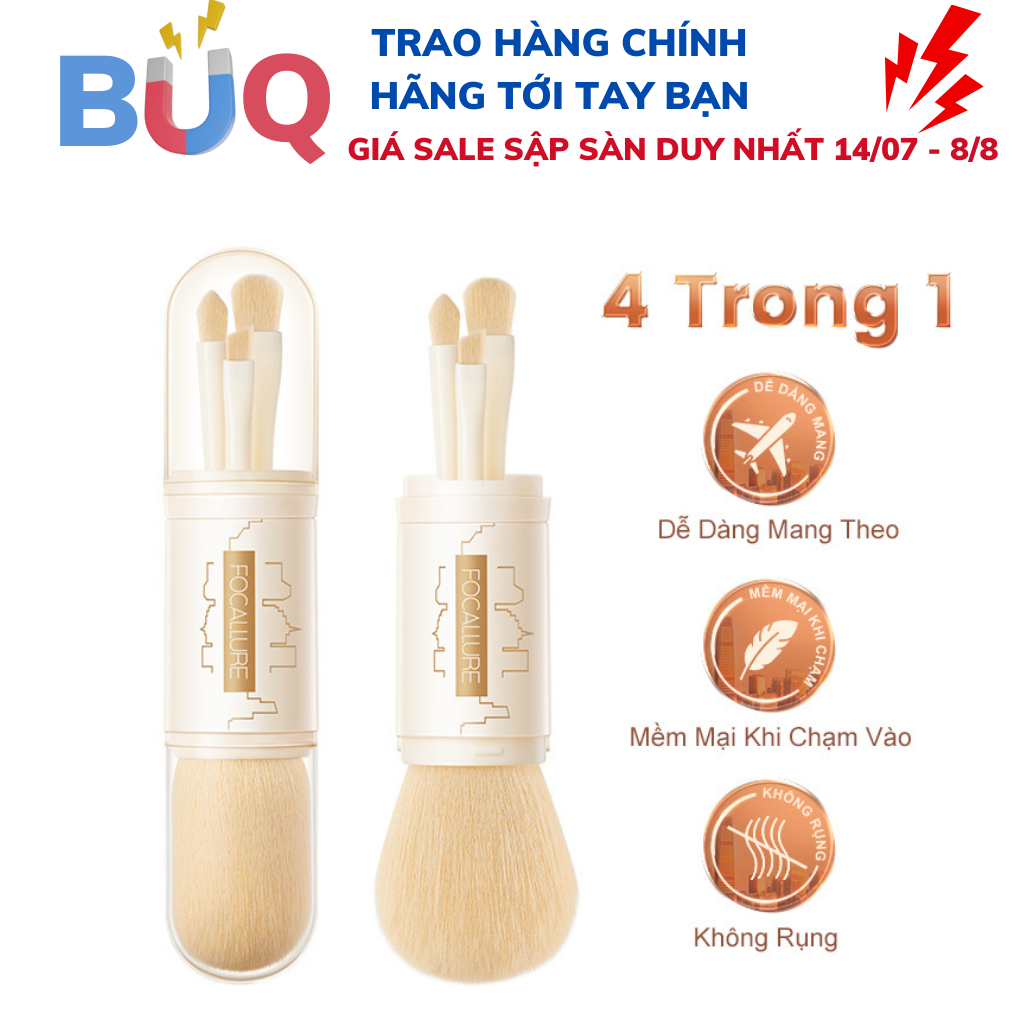 Hộp 4 cây cọ trang điểm FOCALLURE hai đầu chuyên nghiệp 48.5g BR01