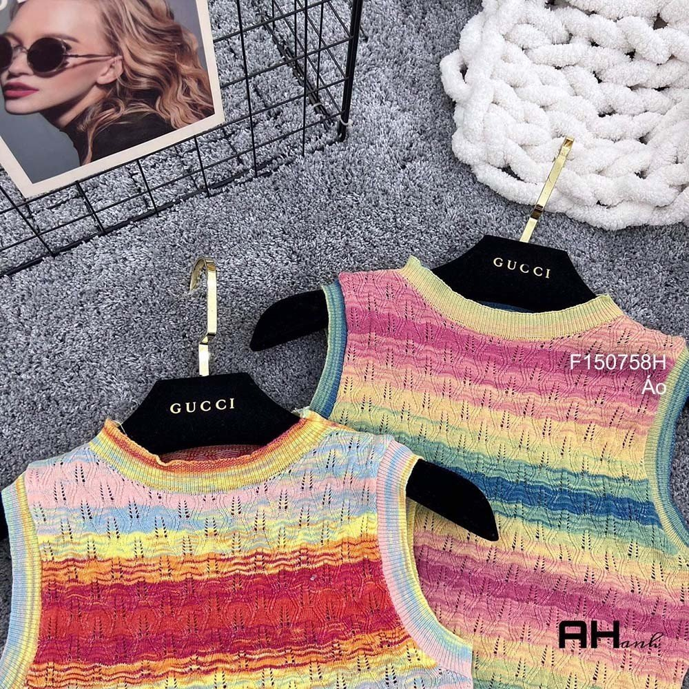 Áo len sọc dáng croptop phối loang màu sát nách hàng Qc!