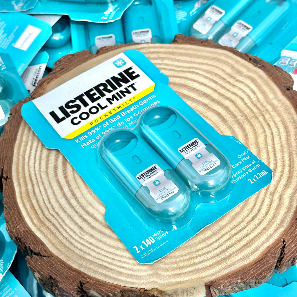 Set 2 Chai Xịt Thơm Miệng Listerine Cool Mint Pocketmist Mỹ - 7.7ml x 2 Chai