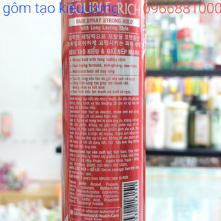 Gôm, Bọt Xịt Tóc Double Rich 170ml(150ml) Đỏ Cứng Giữ Nếp