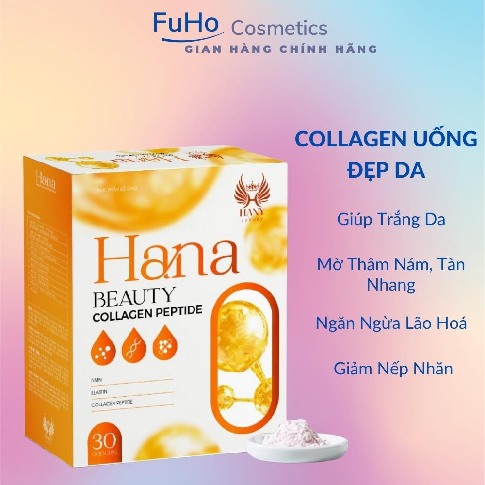 Bột uống Collagen hana beauty collagen peptide, mờ thâm nám, sạm da. giúp trắng da, căng bóng, Fuhocometics  hộp 30 gói