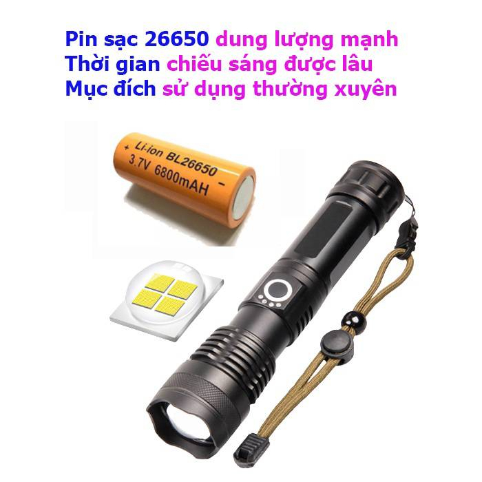 Đèn Pin XHP Siêu Sáng Cầm Tay Pin Trâu - Vỏ Kim Loại Chống Nước - 5 Chế Độ Chiếu Sáng | BigBuy360 - bigbuy360.vn