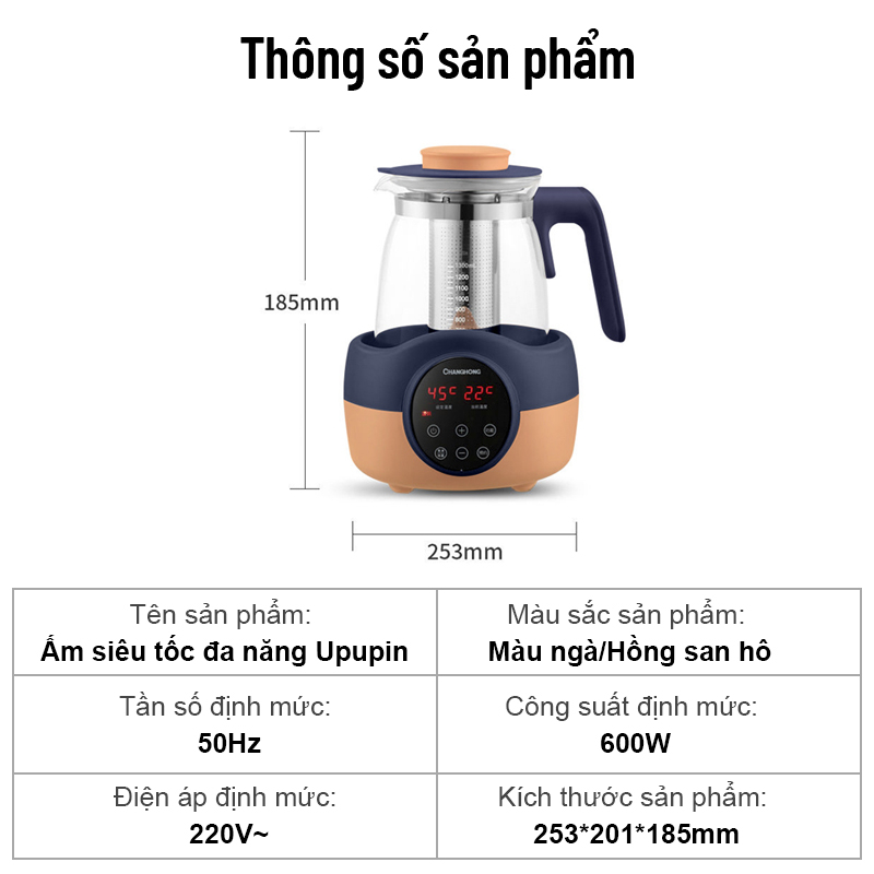 UPUPIN 1.3L Ấm đun nước CTN-XB01 Máy Hâm Sữa 24H 45 Độ giữ Nhiệt thông minh Bình Giữ Nhiệt Bình dưỡng sinh