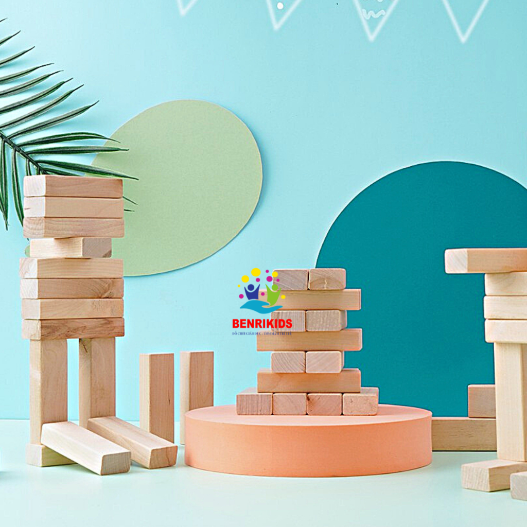 Bộ Đồ Chơi Rút Gỗ Xếp Hình Domino Benrikids Kích Thước Loại Lớn 48 Thanh và 30 Thanh