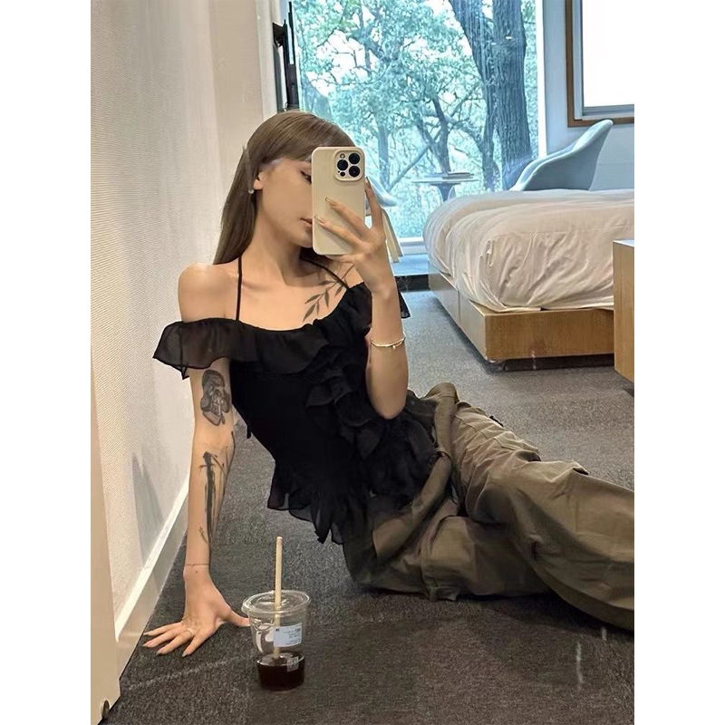 Áo trễ vai chất vải voan tơ lưng chun freesize- M35