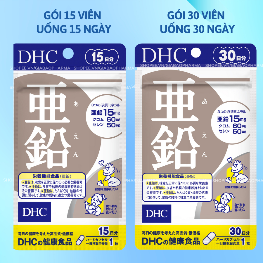 Viên uống bổ sung Kẽm ZinC DHC giảm thâm mụn, làm đẹp da, tăng cường sức đề kháng (Gói 15 ngày/15v) & (Gói 30 ngày/30v)