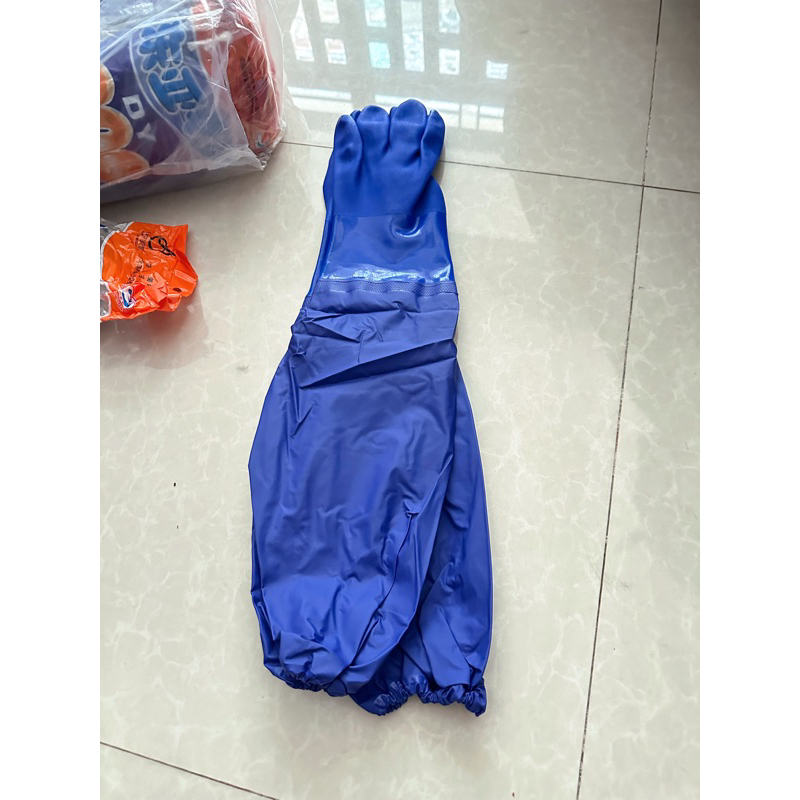 Găng tay 806 dài chống dầu chịu lạnh, bao tay bắt ong xanh dương