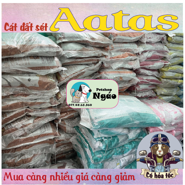 Cát đất sét  Aatas 10L - Cát đất sét Mèo đất sét Bentonite tự nhiên __ ĐẤT SÉT