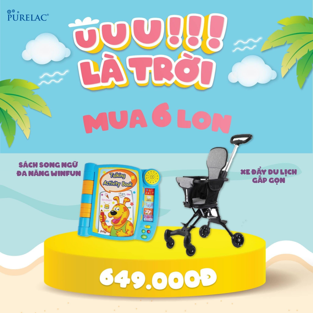Sữa bột công thức Purelac số 1, 2, 3 nhập khẩu 800gr giúp bé phát triển toàn diện