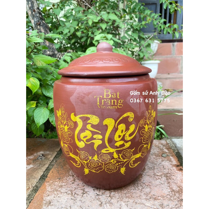 Chum sành, hũ gốm tài lộc đựng gạo, ngũ cốc size 4kg
