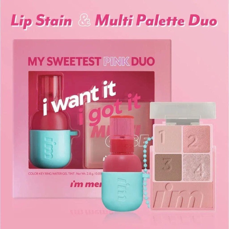 Set son + phấn mắt + má hồng I’m meme The Best Lip & Eye Duo Set sale 88%