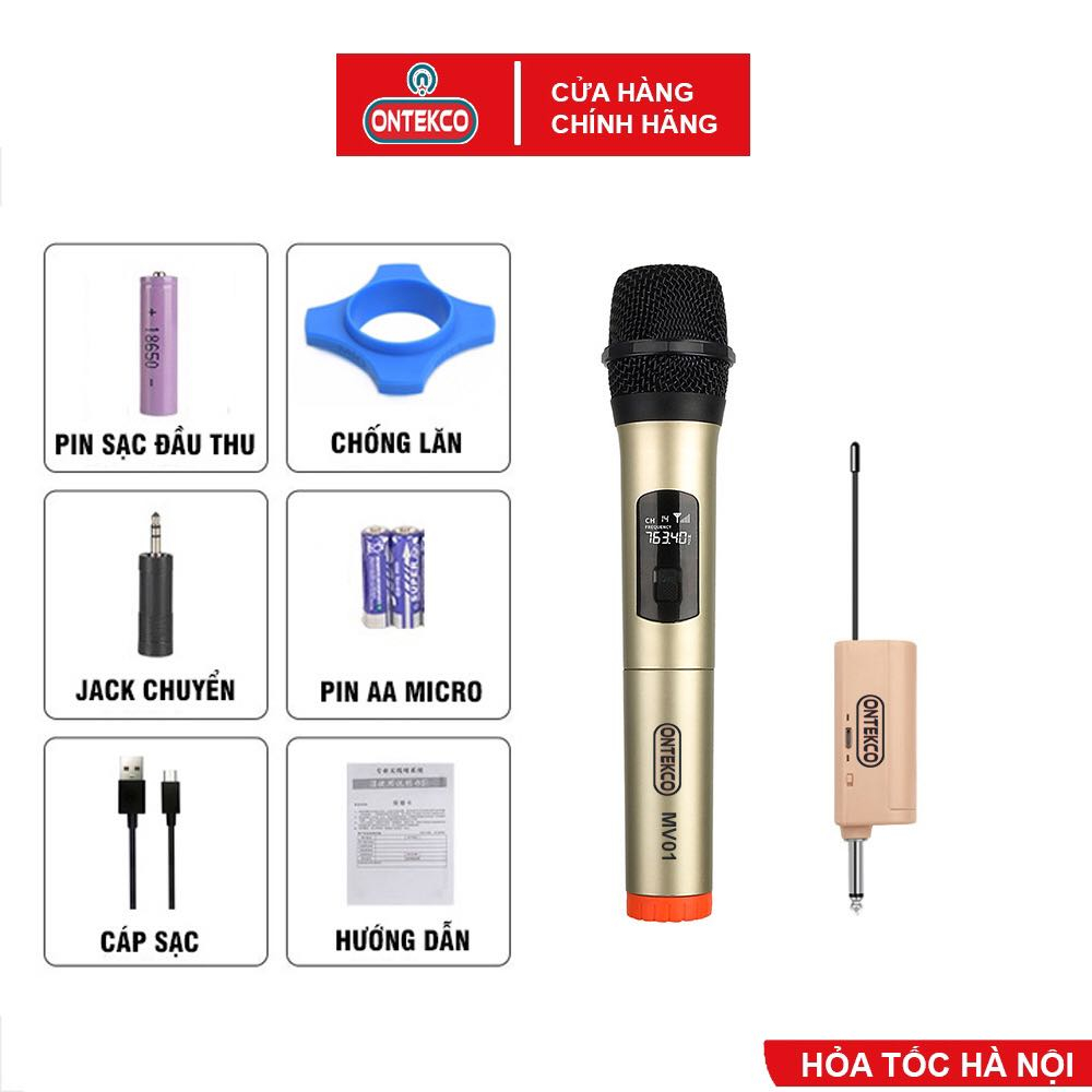 Micro đơn không dây MV01 chính hãng ONTEKCO - phù hợp cho loa kéo, âm ly hát karaoke- Gía siêu rẻ | BigBuy360 - bigbuy360.vn