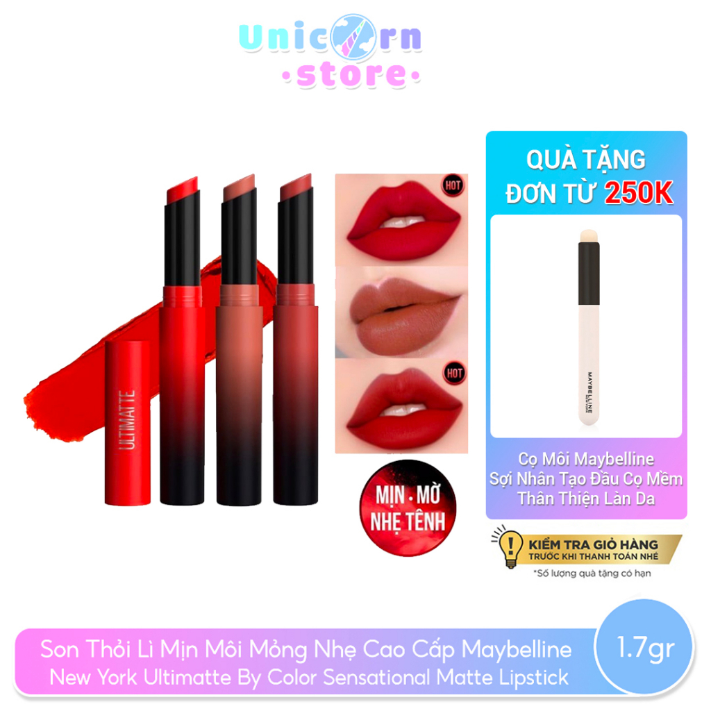Son Thỏi Lì Mịn Môi Mỏng Nhẹ Cao Cấp Maybelline New York Ultimatte By Color Sensational Matte Lipstick 1.7g