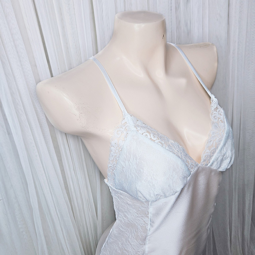 Đầm ngủ sexy đầm ngủ satin  trắng phối ren A0011 Sanam homedress