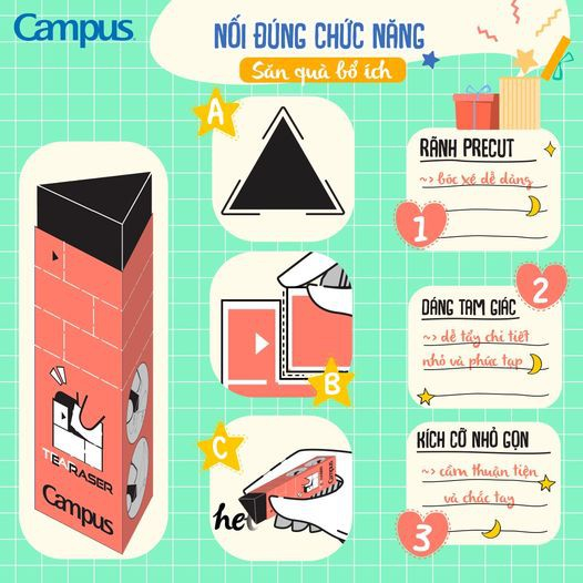 Tẩy Campus, tẩy tam giác, SAKURA, KAWAI, MEOW, LINE FIELD