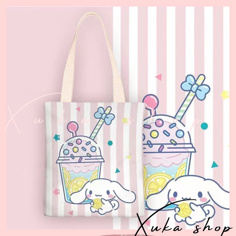 Túi vải canvas hoạt hình cute, Túi vải note đeo vai, phụ kiện Hàn quốc giá rẻ
