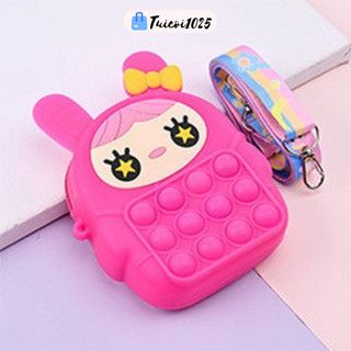 Túi xách cho bé túi đeo chéo silicon pop it búp bê cho bé