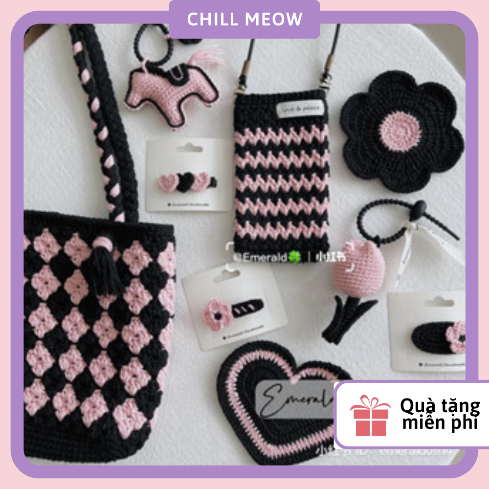 BLACKPINK Phụ kiện BLINK đen hồng bằng len CHILLMEOW