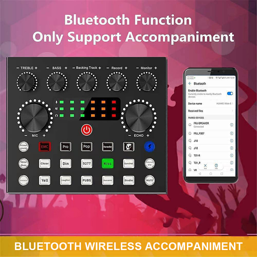 Card Âm Thanh Không Dây V8S Lưu Trữ Lớn Bộ Chuyển Đổi Âm Thanh Ngoài Bluetooth5.0 Có Thể Sạc Lại Nhạy Cảm Độ Trung Thực