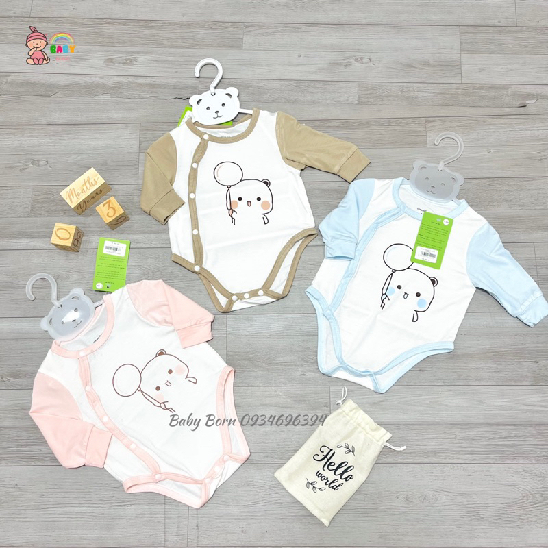 Anminaza - Body chip dài tay sợi tre cài lệch mềm mịn, xinh xắn cho bé AMI03723