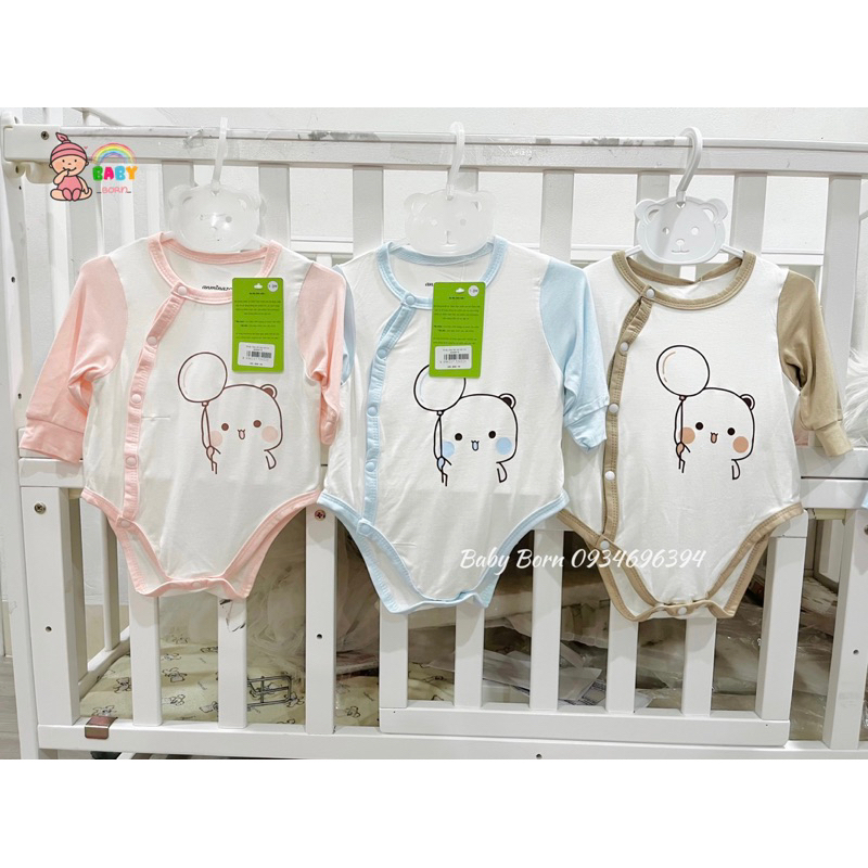 Anminaza - Body chip dài tay sợi tre cài lệch mềm mịn, xinh xắn cho bé AMI03723