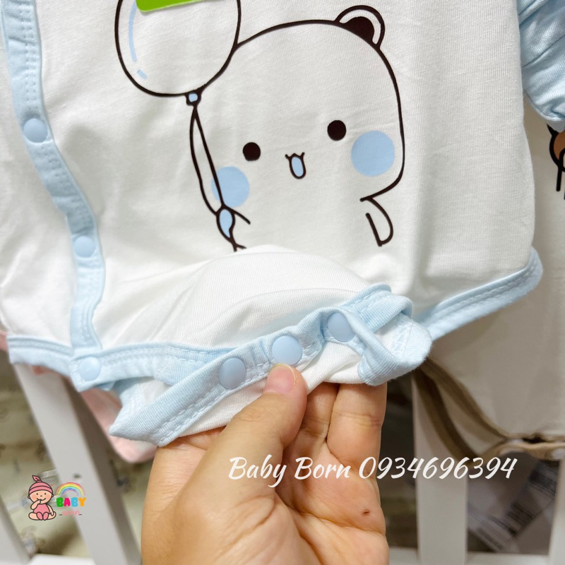 Anminaza - Body chip dài tay sợi tre cài lệch mềm mịn, xinh xắn cho bé AMI03723