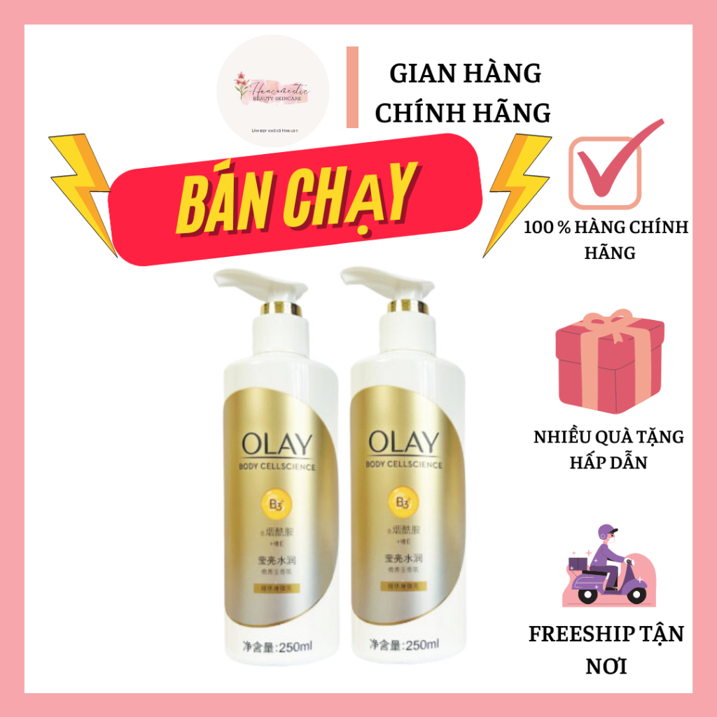 (HÀNG SẴN) Dưỡng thể OLAY B3+ Optic Glow & Radiance siêu trắng da 250m